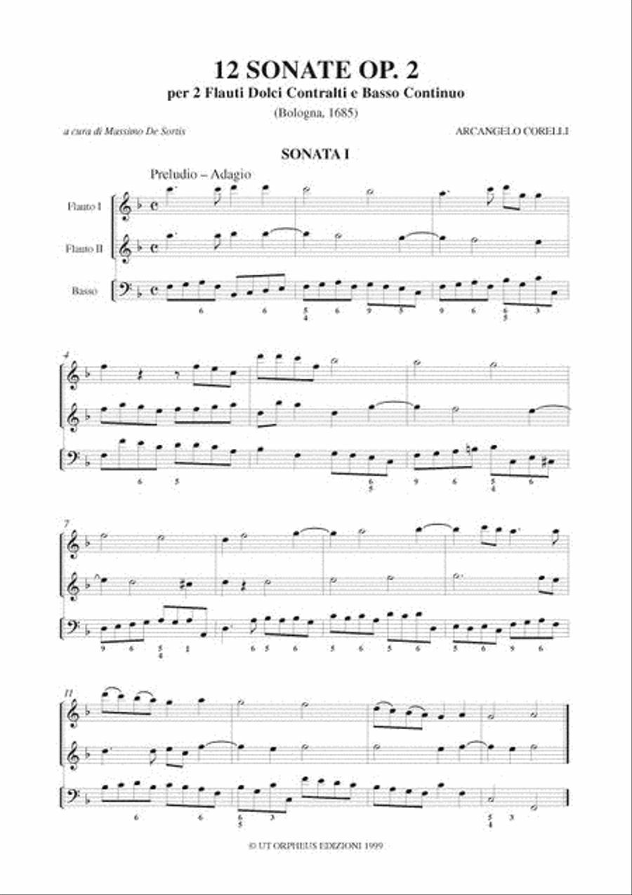 12 Sonatas Op. 2 for 2 Treble Recorders and Continuo Alto Recorder scores gallery preview page 2
