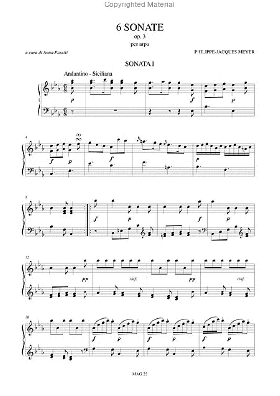 6 Sonatas Op. 3 for Harp Harp scores gallery preview page 2