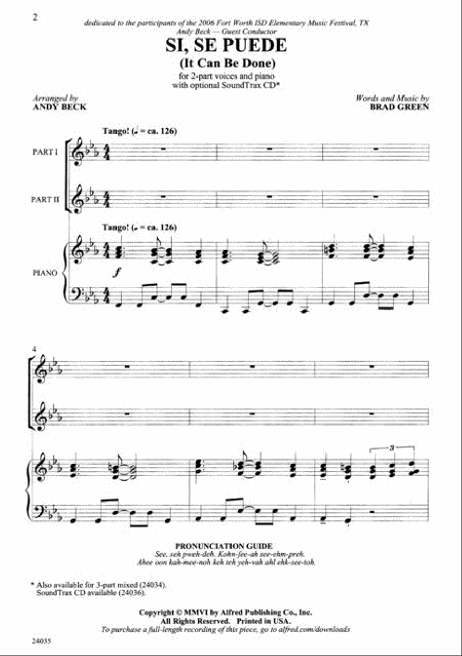 Si, Se Puede (It Can Be Done) Choir scores gallery preview page 2