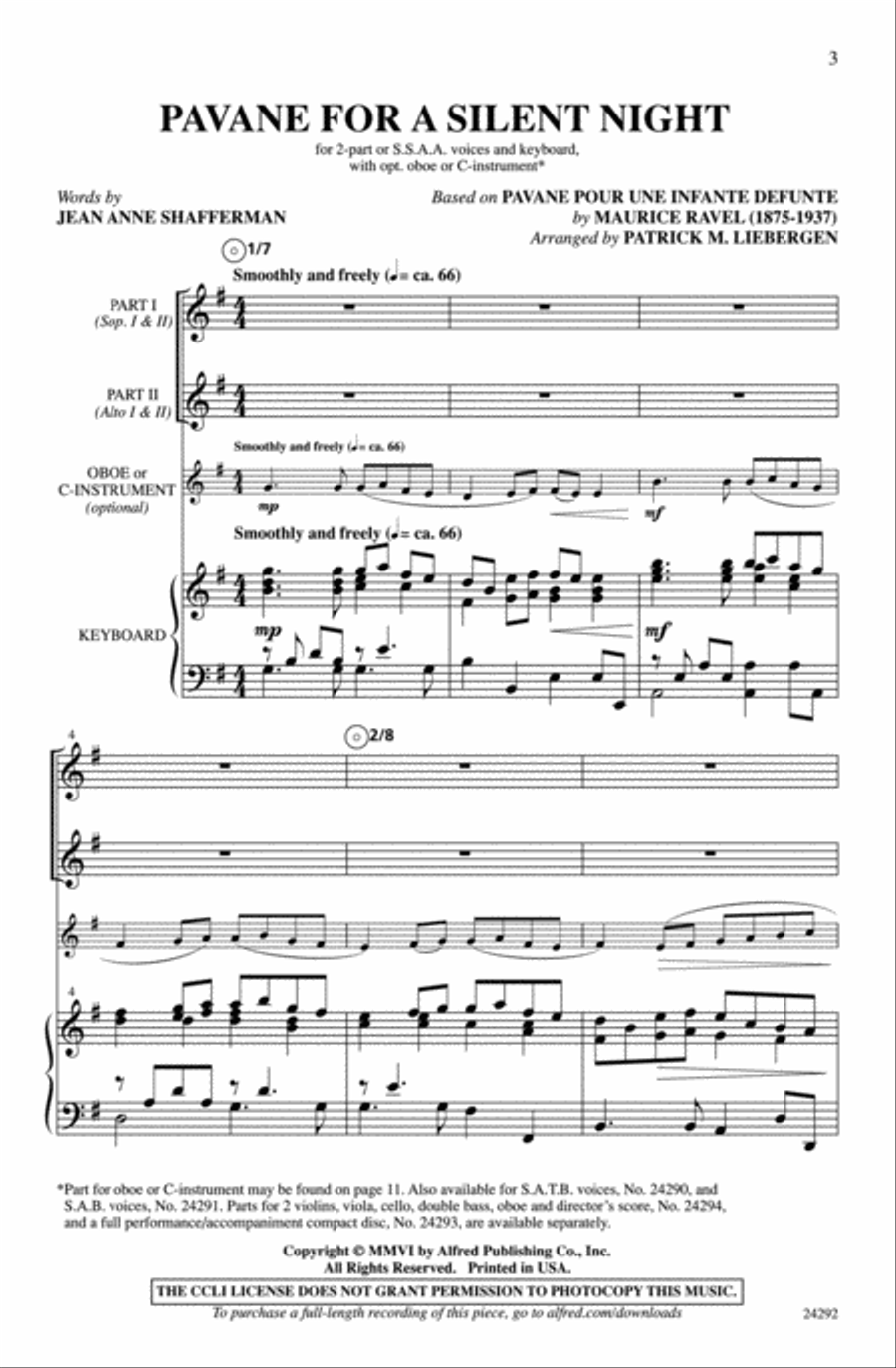 Pavane for a Silent Night SSAA scores gallery preview page 2