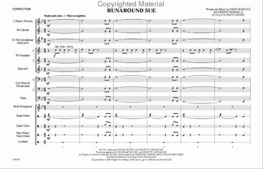 Runaround Sue Marching Band scores gallery preview page 2
