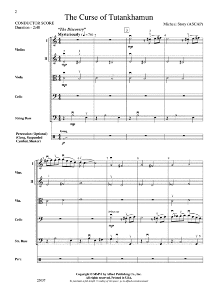 The Curse of Tutankhamun String Orchestra scores gallery preview page 2