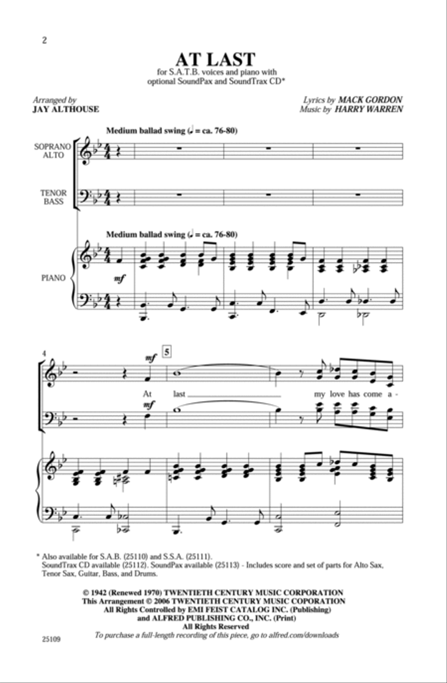 At Last At Last 4-Part scores gallery preview page 2