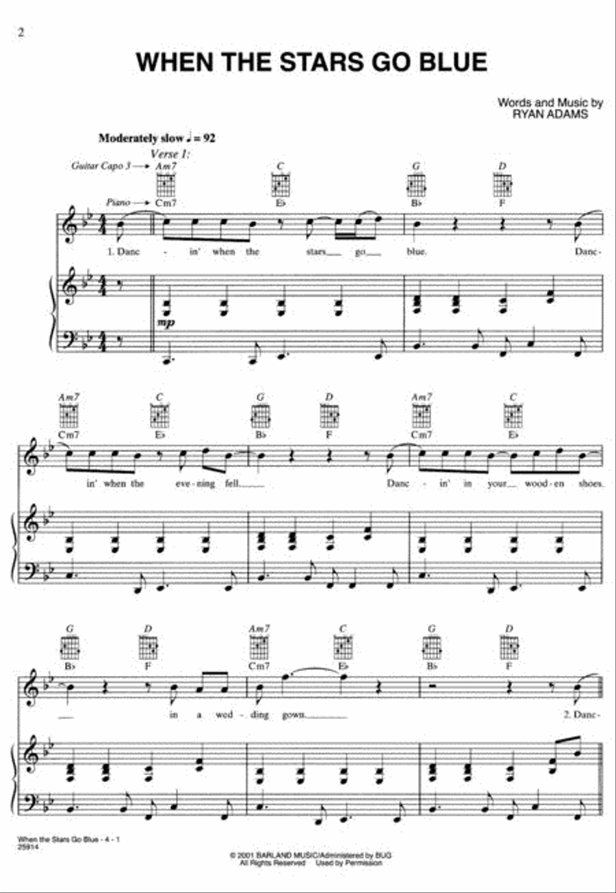 When the Stars Go Blue Piano, Vocal, Guitar scores gallery preview page 2