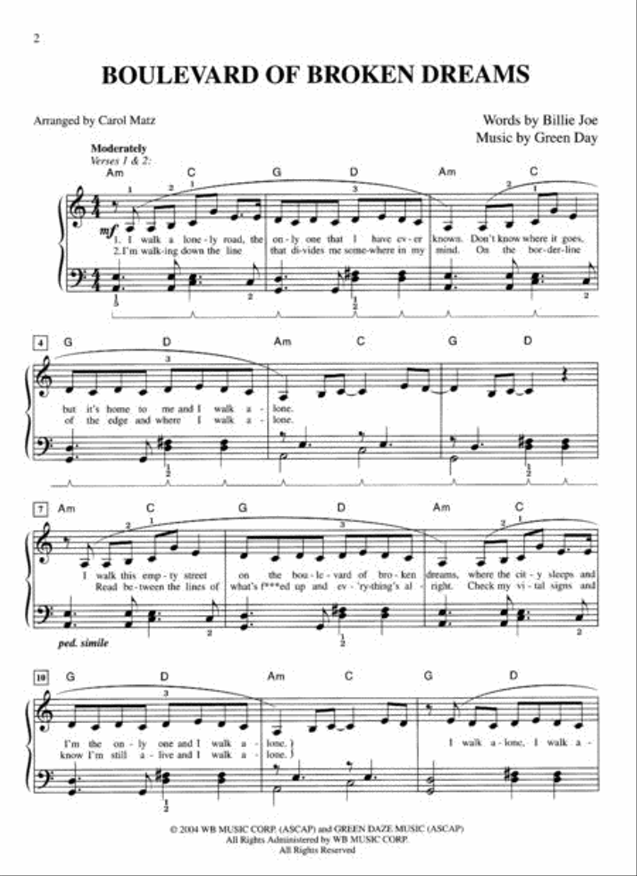 Best of Green Day Easy Piano scores gallery preview page 2