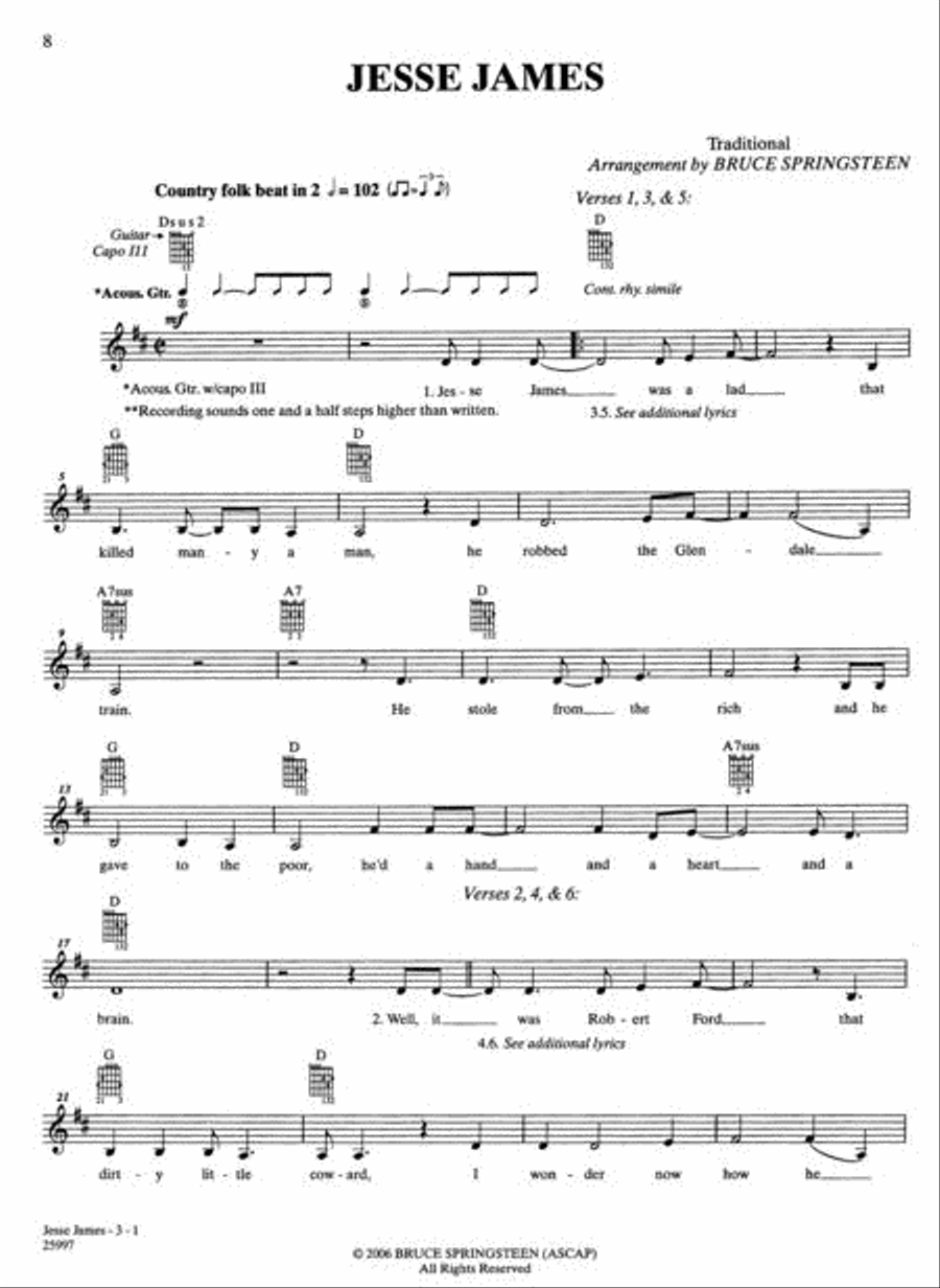 We Shall Overcome, The Seeger Sessions Electric Guitar scores gallery preview page 2