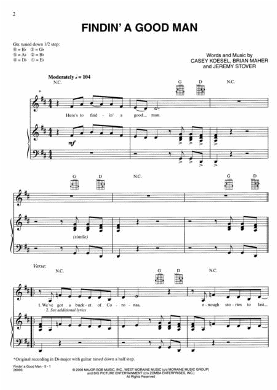 Finding a Good Man Piano, Vocal, Guitar scores gallery preview page 2