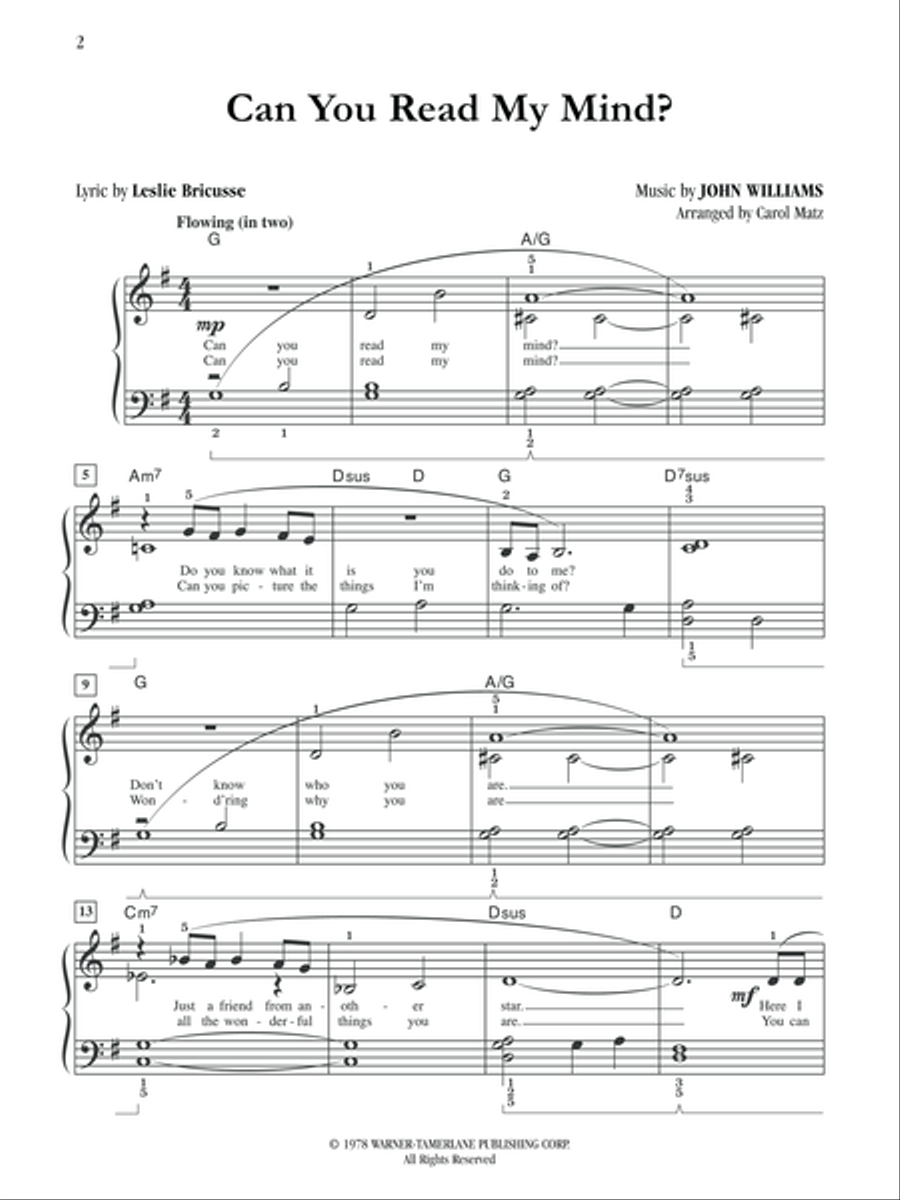 Can You Read My Mind (Big note Piano Edition) Easy Piano scores gallery preview page 2