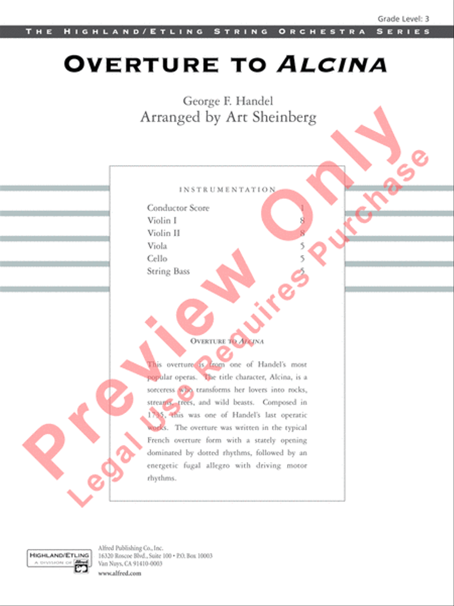 Overture to Alcina Overture to Alcina String Orchestra scores gallery preview page 2