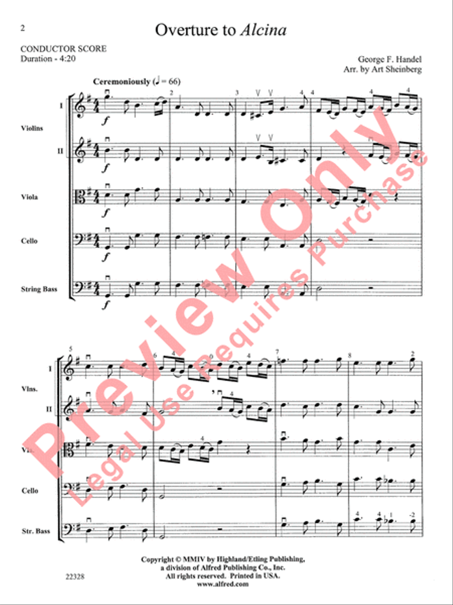 Overture to Alcina Overture to Alcina String Orchestra scores gallery preview page 3