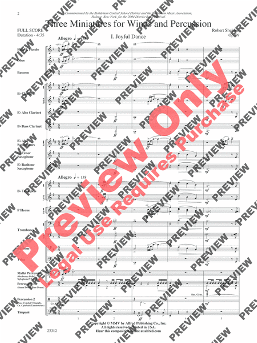 Three Miniatures for Winds and Percussion Concert Band scores gallery preview page 3