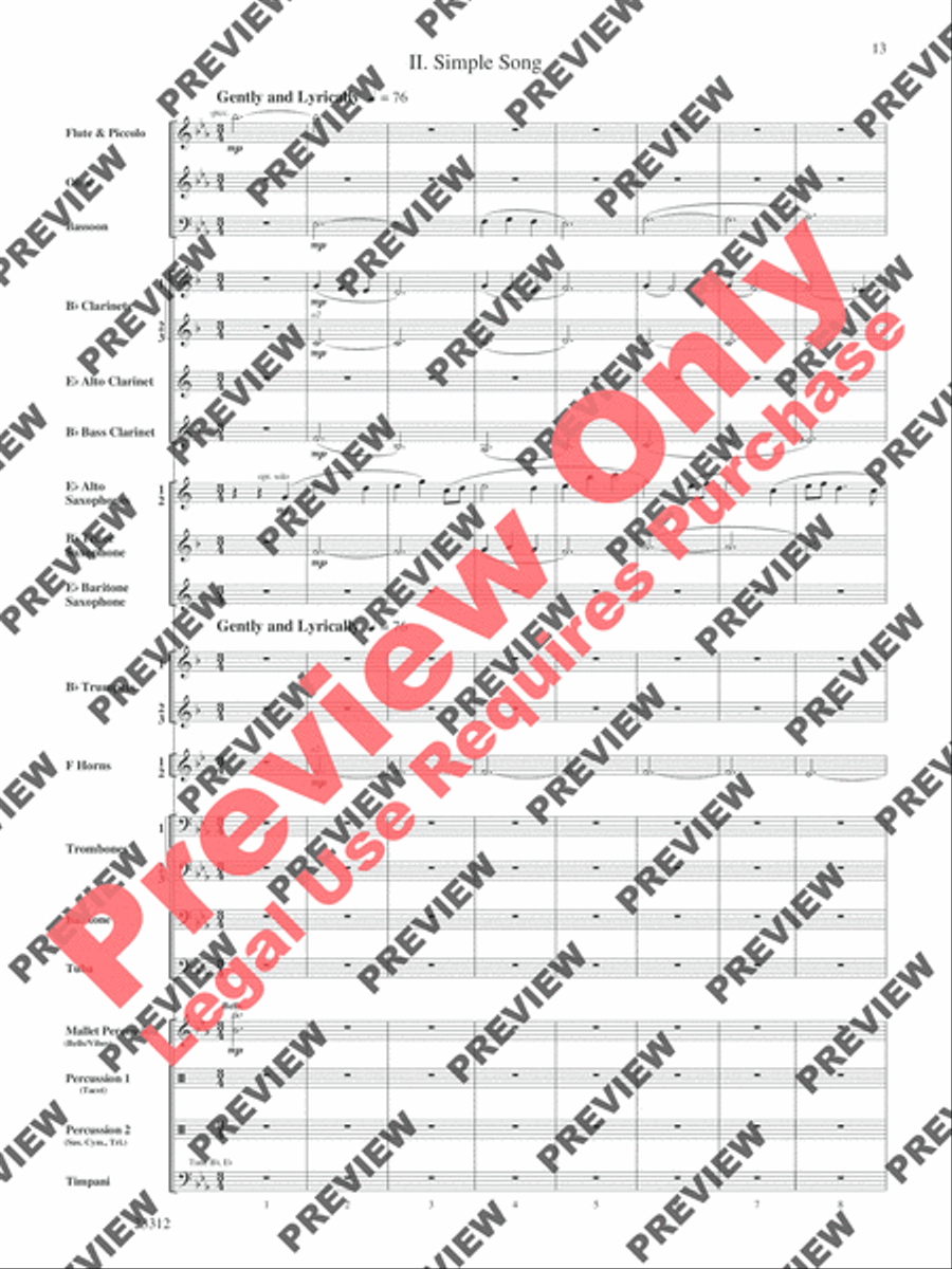 Three Miniatures for Winds and Percussion Concert Band scores gallery preview page 14
