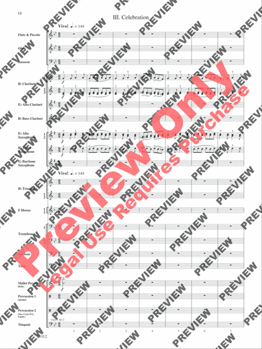 Three Miniatures for Winds and Percussion Concert Band scores gallery preview page 19