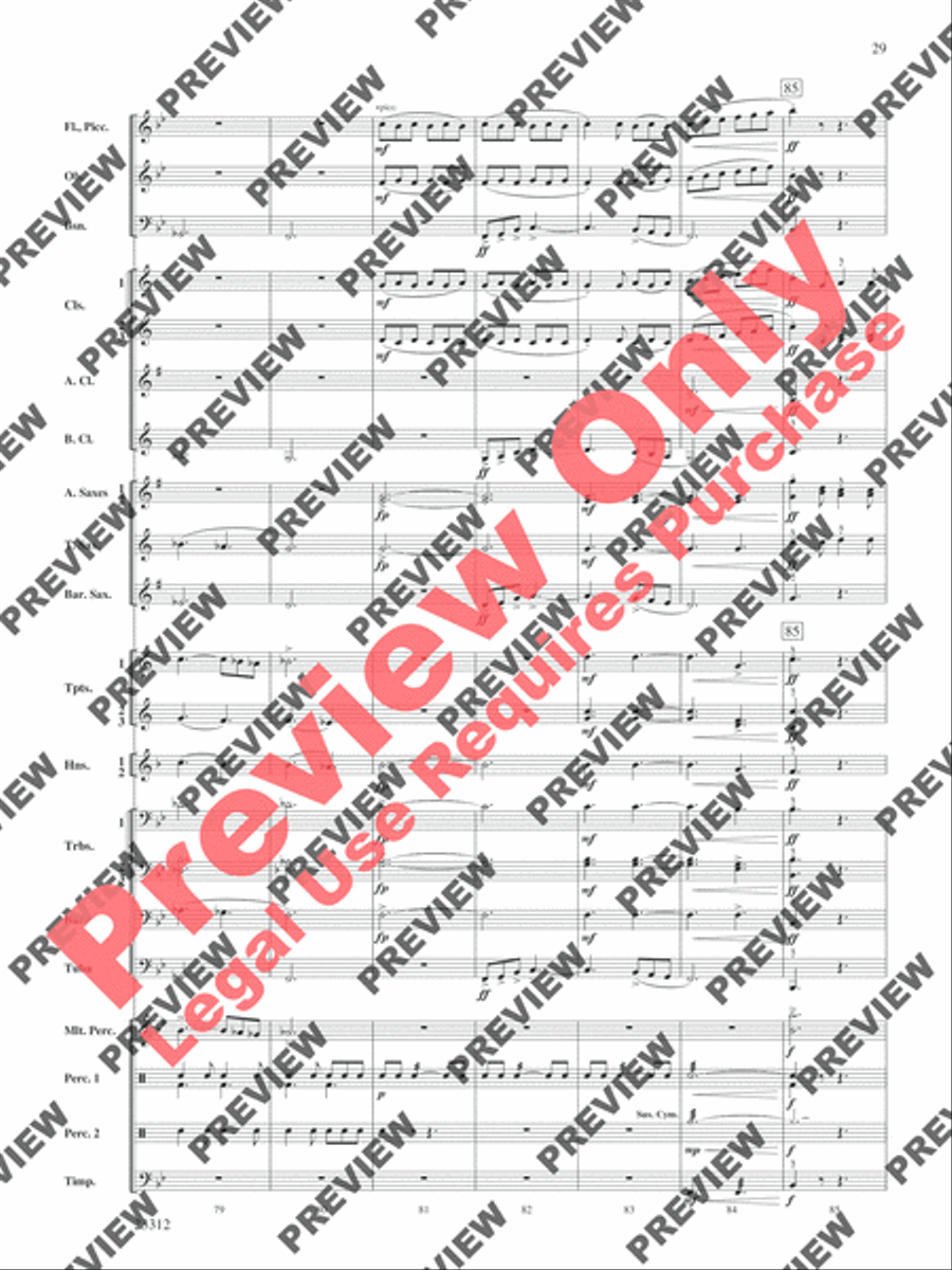 Three Miniatures for Winds and Percussion Concert Band scores gallery preview page 30