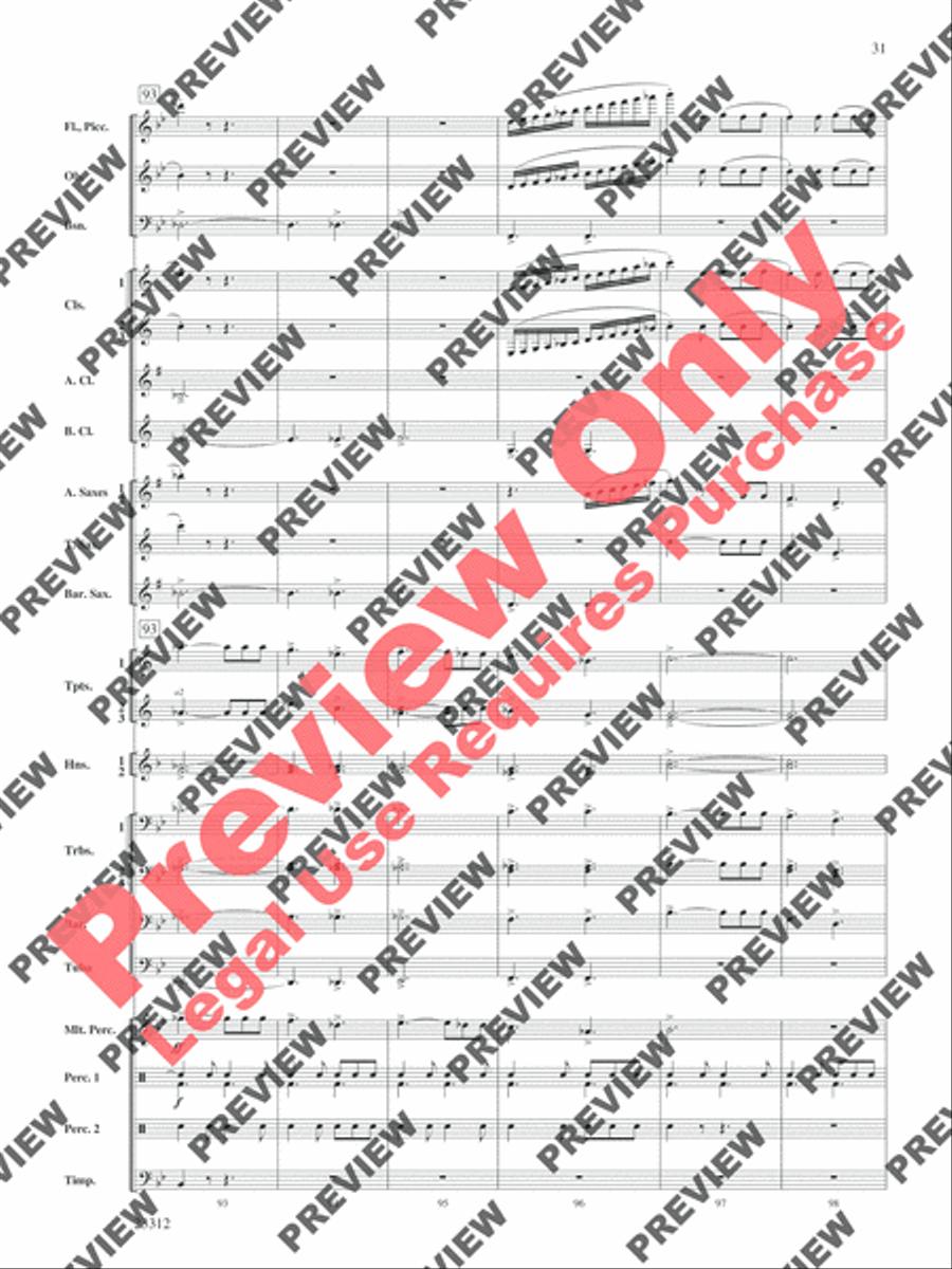 Three Miniatures for Winds and Percussion Concert Band scores gallery preview page 32