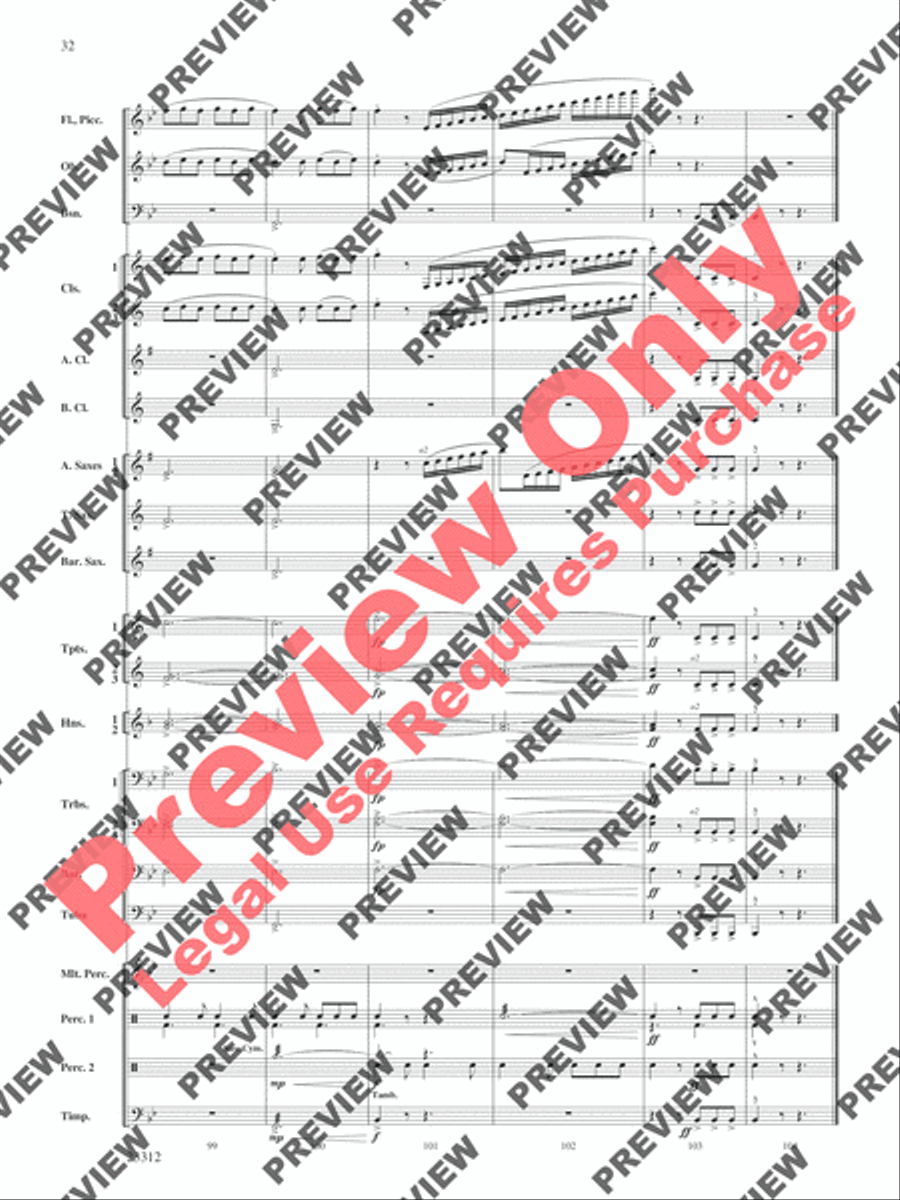 Three Miniatures for Winds and Percussion Concert Band scores gallery preview page 33
