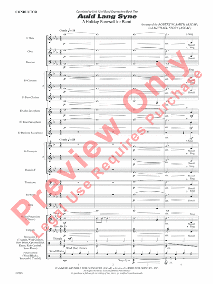 Auld Lang Syne (A Holiday Farewell for Band) Concert Band Methods scores gallery preview page 4