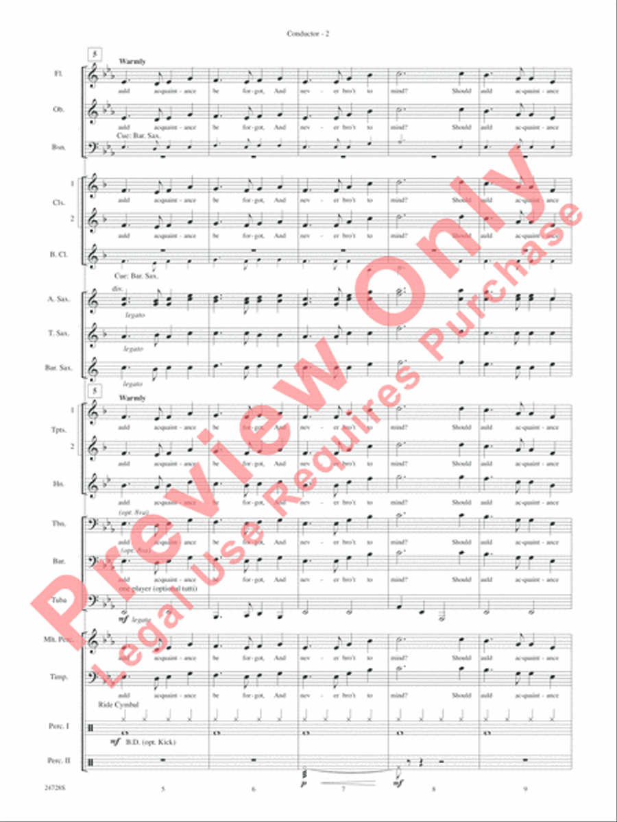Auld Lang Syne (A Holiday Farewell for Band) Concert Band Methods scores gallery preview page 5