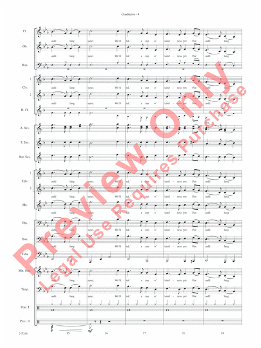 Auld Lang Syne (A Holiday Farewell for Band) Concert Band Methods scores gallery preview page 7