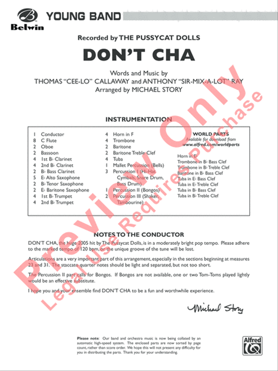 Don't Cha Don't Cha Concert Band scores gallery preview page 2
