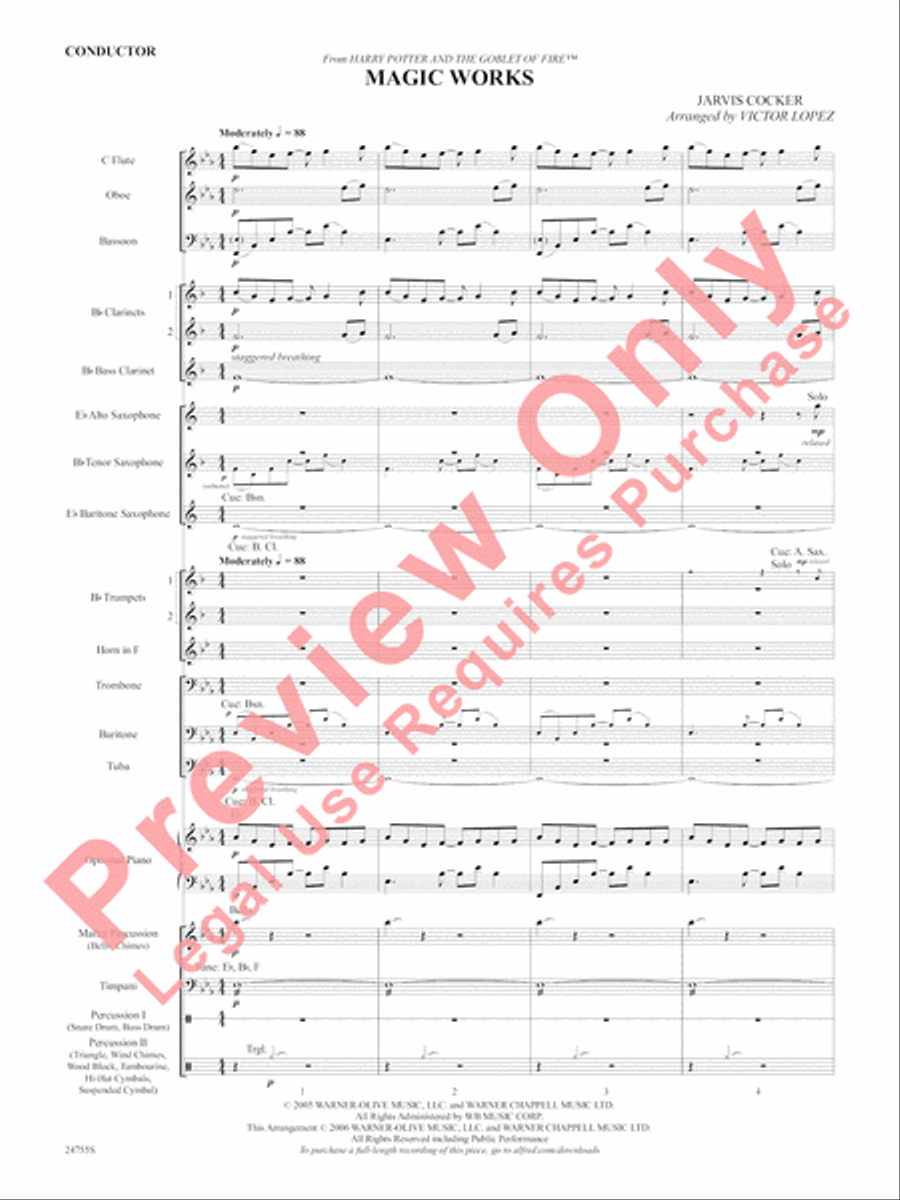 Magic Works (from Harry Potter and the Goblet of Fire) Concert Band scores gallery preview page 4