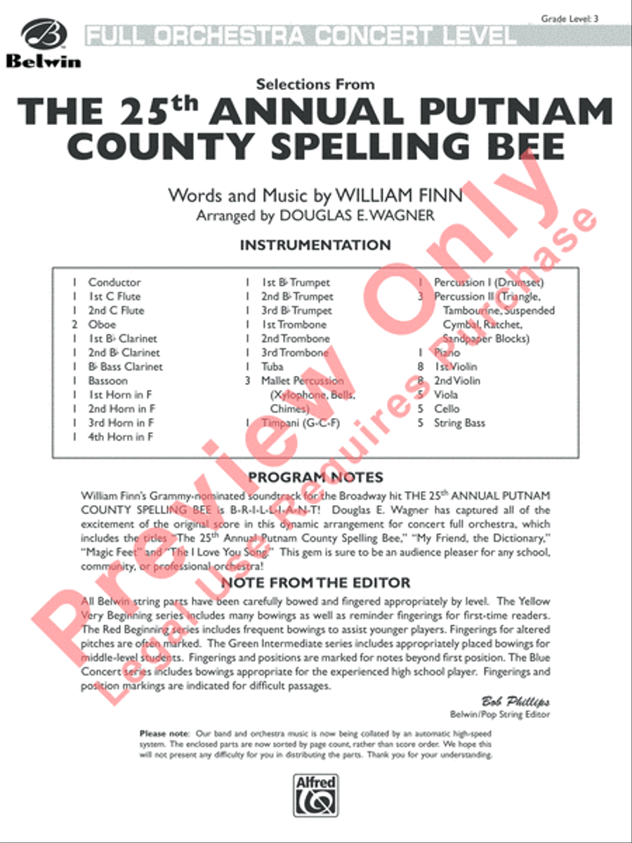 The 25th Annual Putnam County Spelling Bee, Selections from Full Orchestra scores gallery preview page 2
