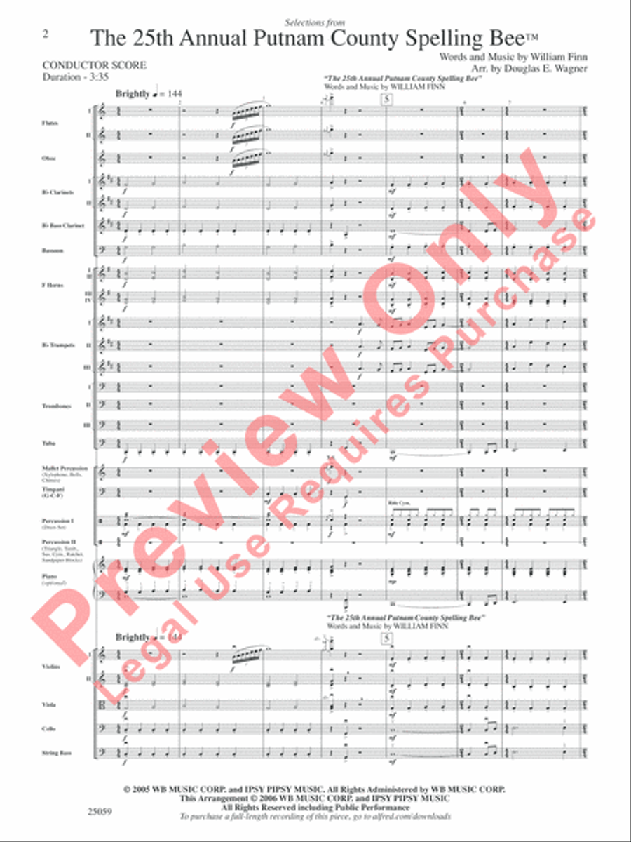 The 25th Annual Putnam County Spelling Bee, Selections from Full Orchestra scores gallery preview page 3
