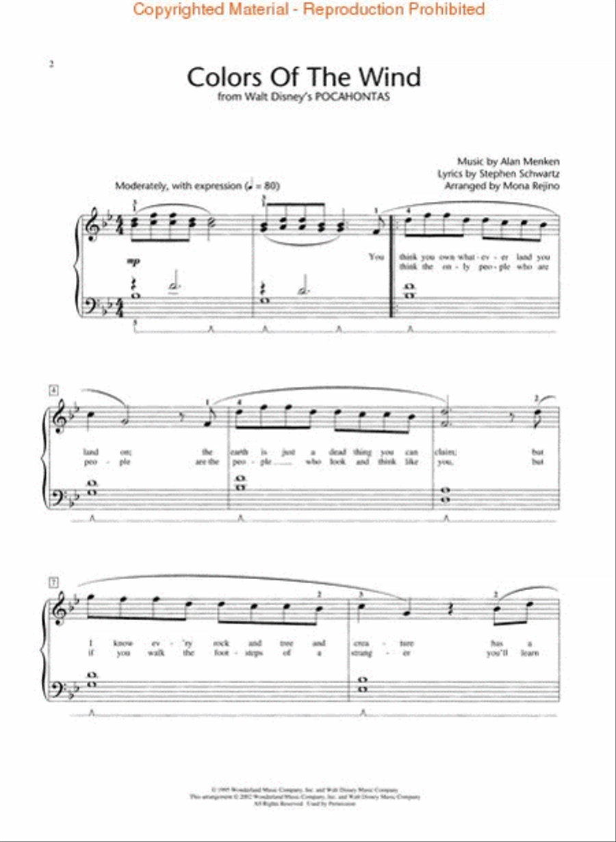 Colors of the Wind Piano Method scores gallery preview page 2