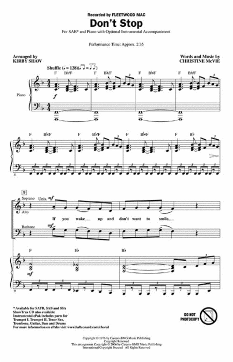 Don't Stop Don't Stop 3-Part scores gallery preview page 2