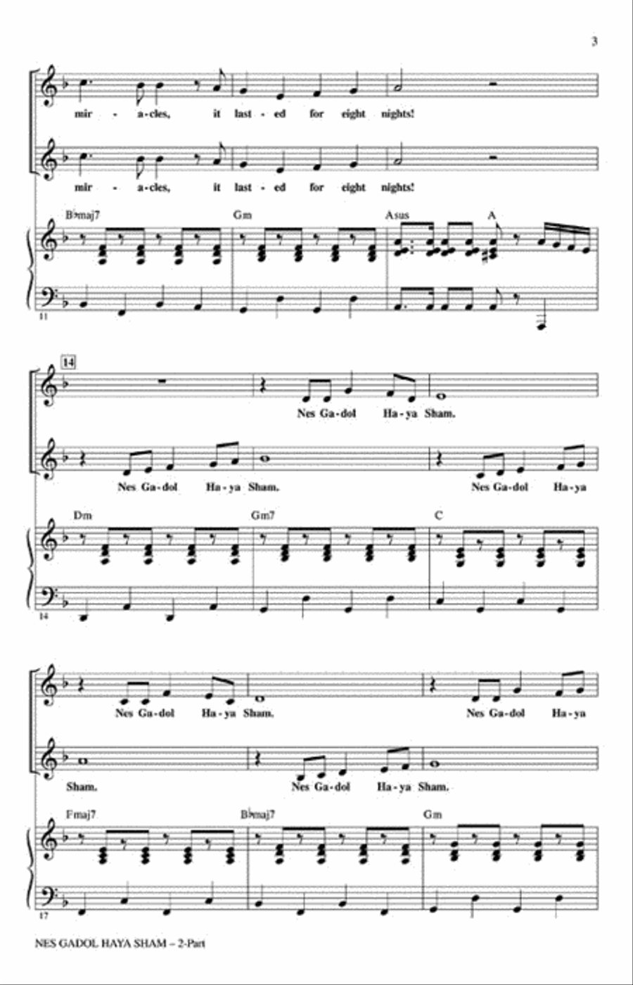 Nes Gadol Haya Sham (A Great Miracle Happened There) 2-Part scores gallery preview page 3