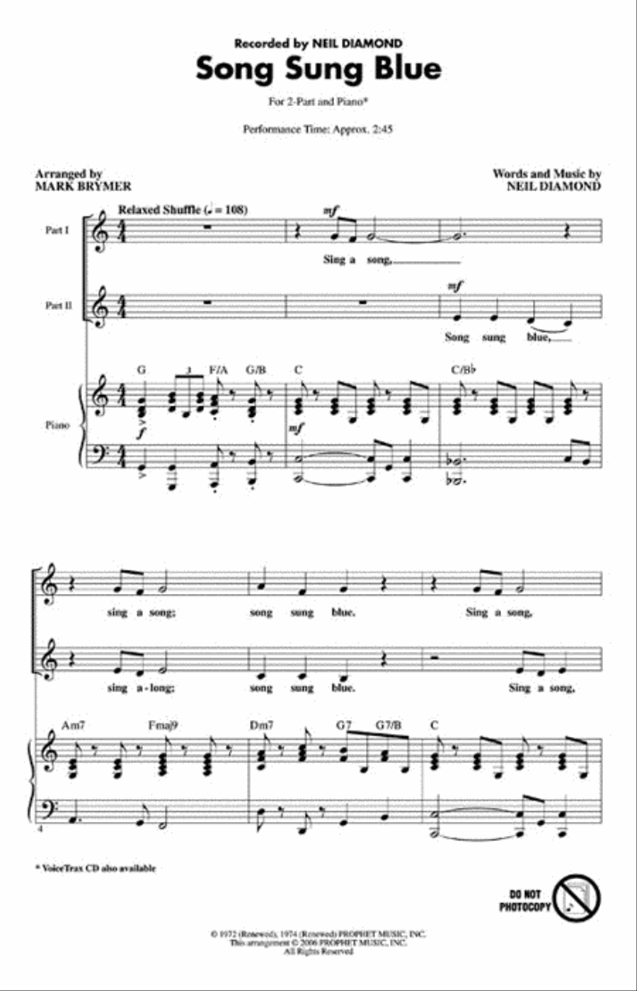 Song Sung Blue Song Sung Blue 2-Part scores gallery preview page 2