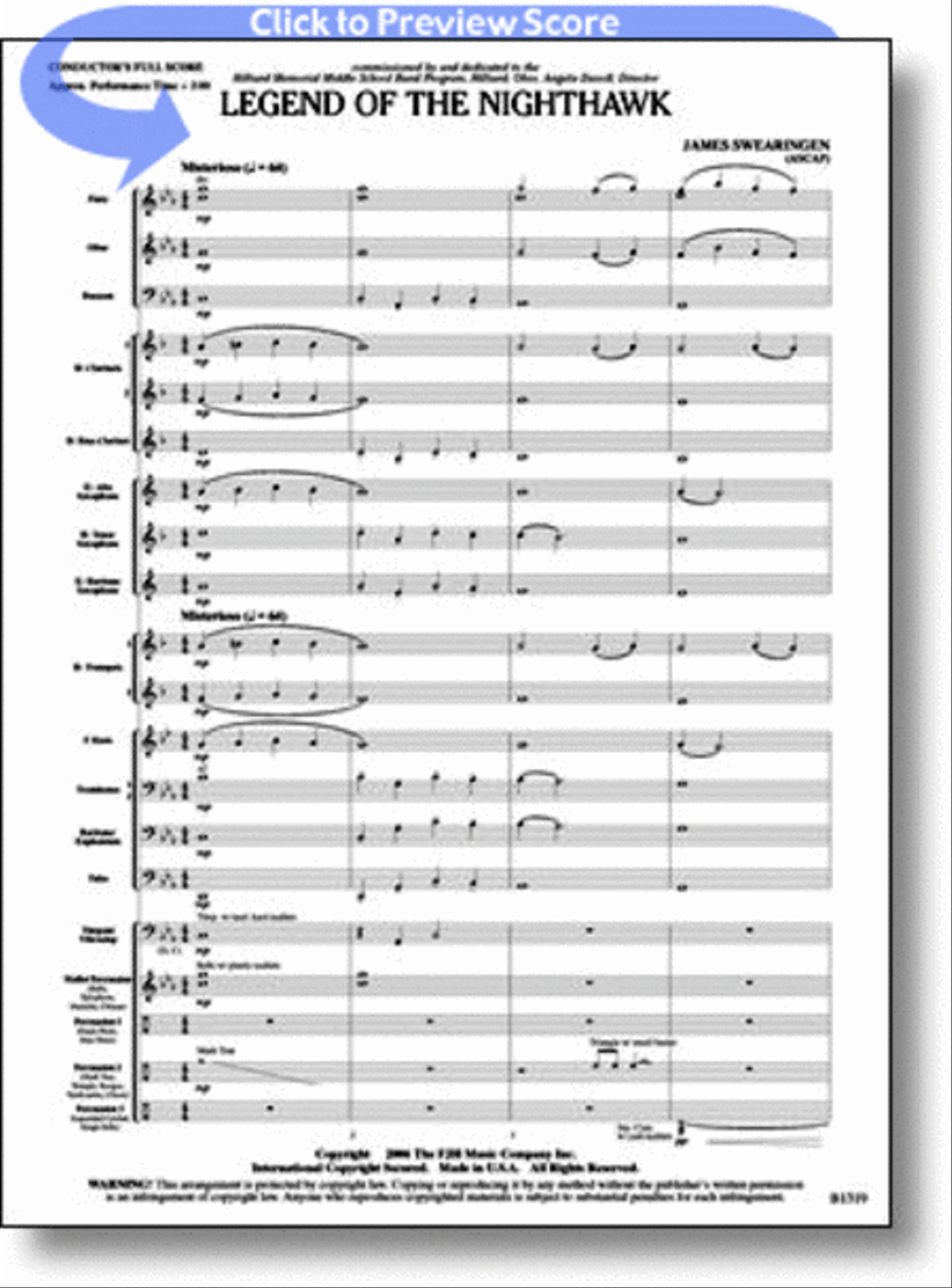 Legend of the Nighthawk Concert Band scores gallery preview page 1