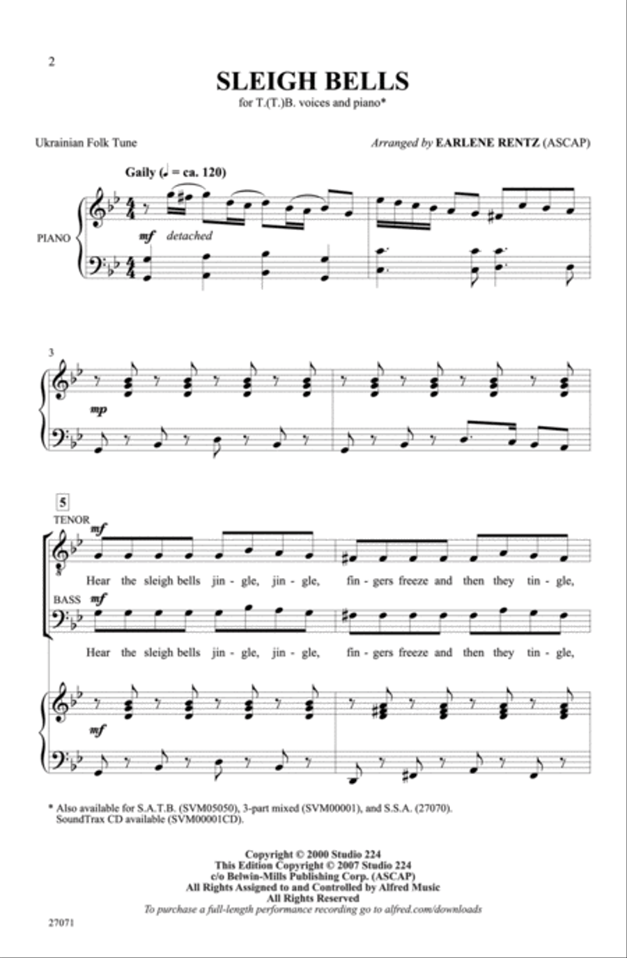 Sleigh Bells Sleigh Bells Men's Choir scores gallery preview page 3