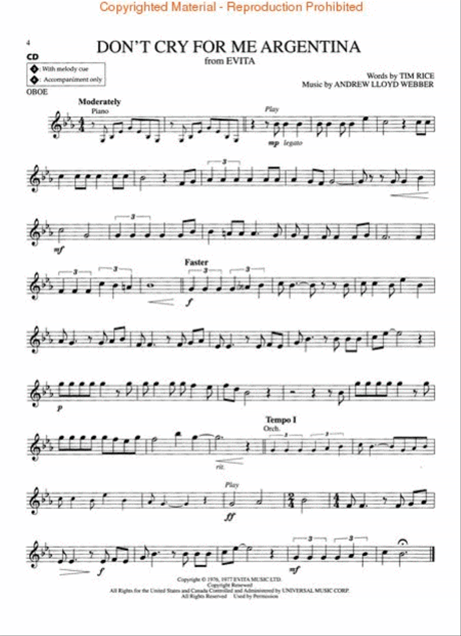Andrew Lloyd Webber Classics - Oboe Oboe Solo scores gallery preview page 3