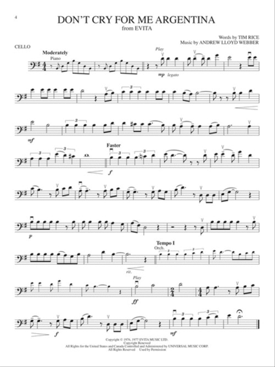Andrew Lloyd Webber Classics Cello scores gallery preview page 4