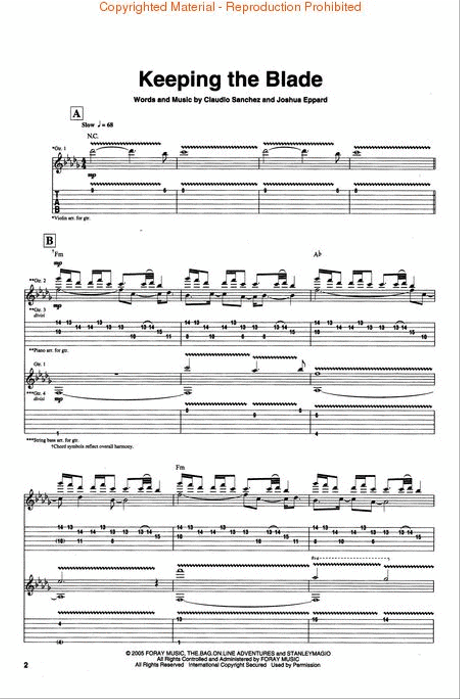 Coheed & Cambria – Good Apollo I'm Burning Star, IV, Vol. 1: From Fear Through the Eyes of Madness Electric Guitar scores gallery preview page 2