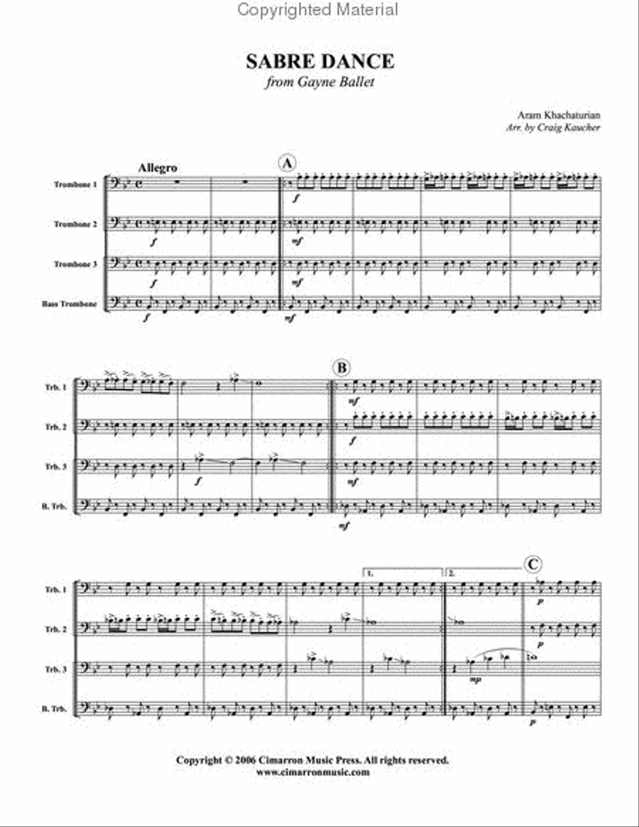 Sabre Dance Trombone Quartet scores gallery preview page 2