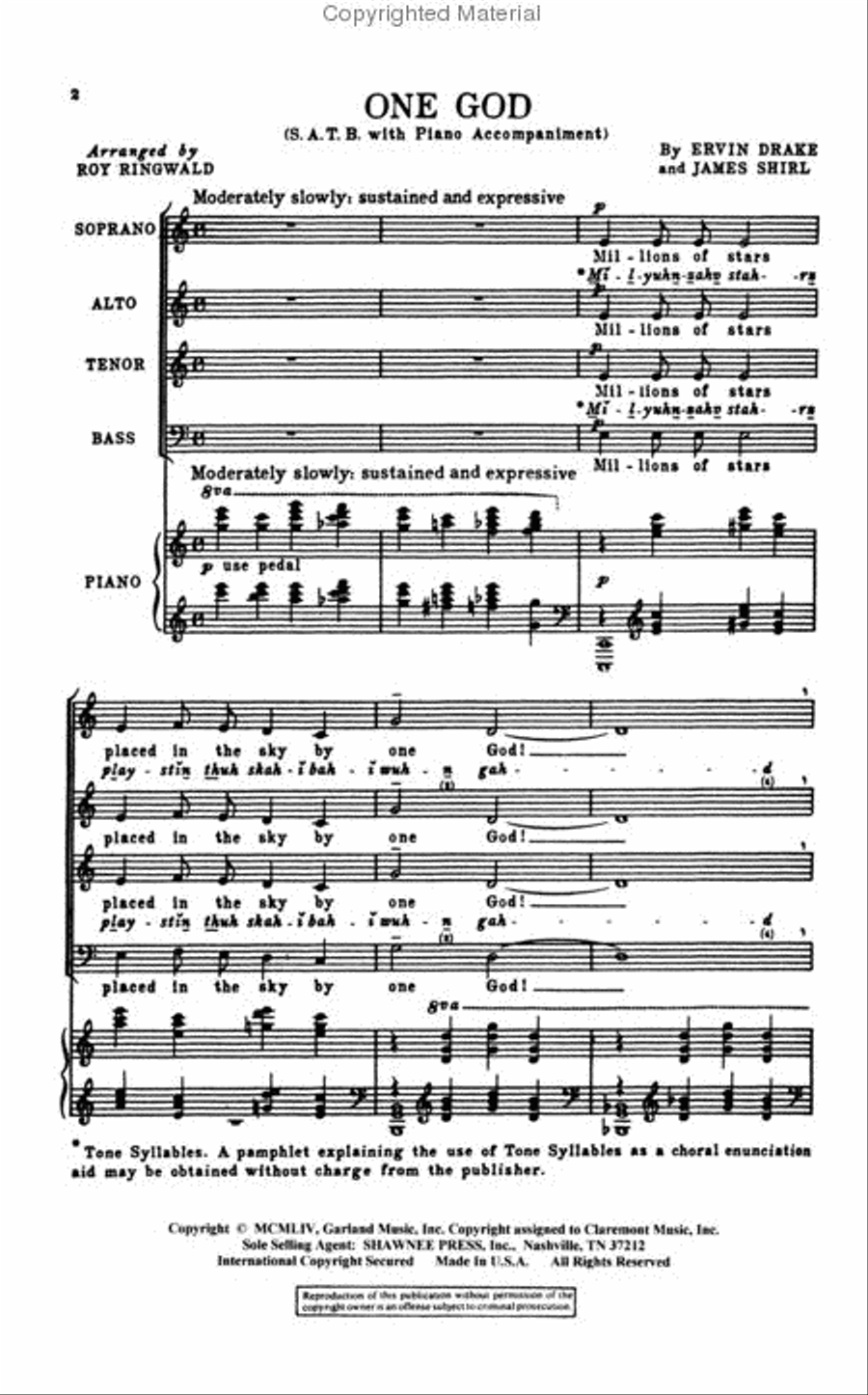 One God One God 4-Part scores gallery preview page 2