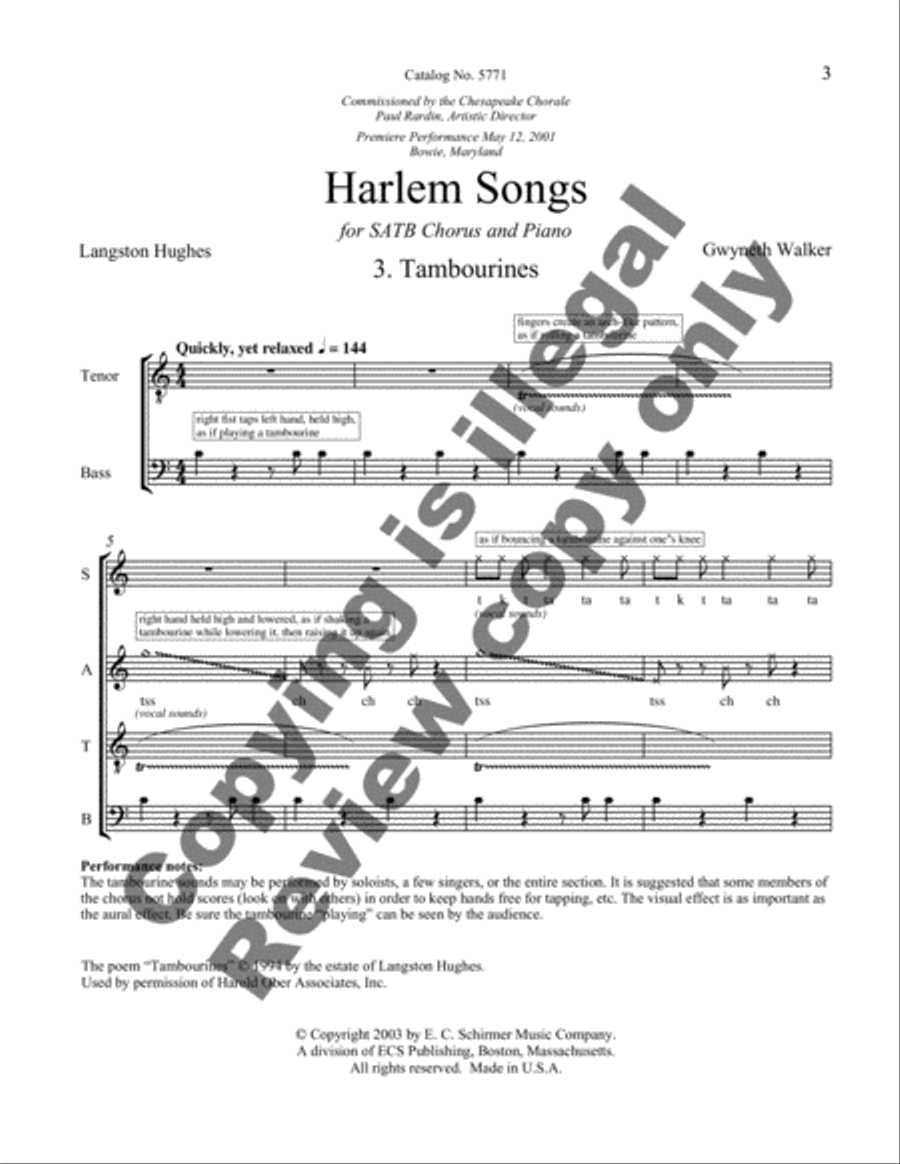 Tambourines from Harlem Songs 4-Part scores gallery preview page 3