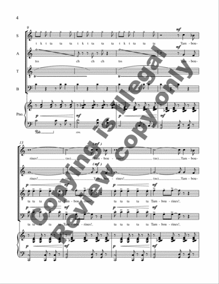 Tambourines from Harlem Songs 4-Part scores gallery preview page 4