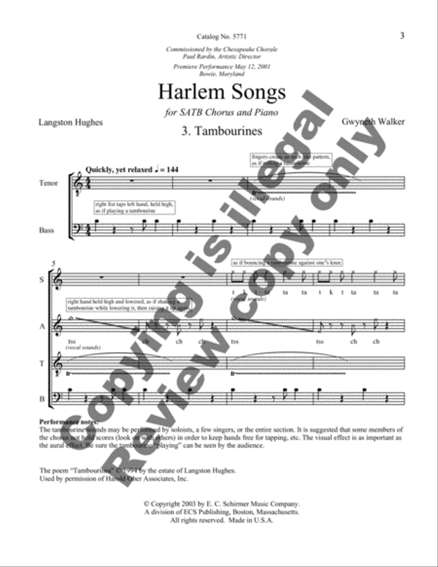 Tambourines from Harlem Songs 4-Part scores gallery preview page 7