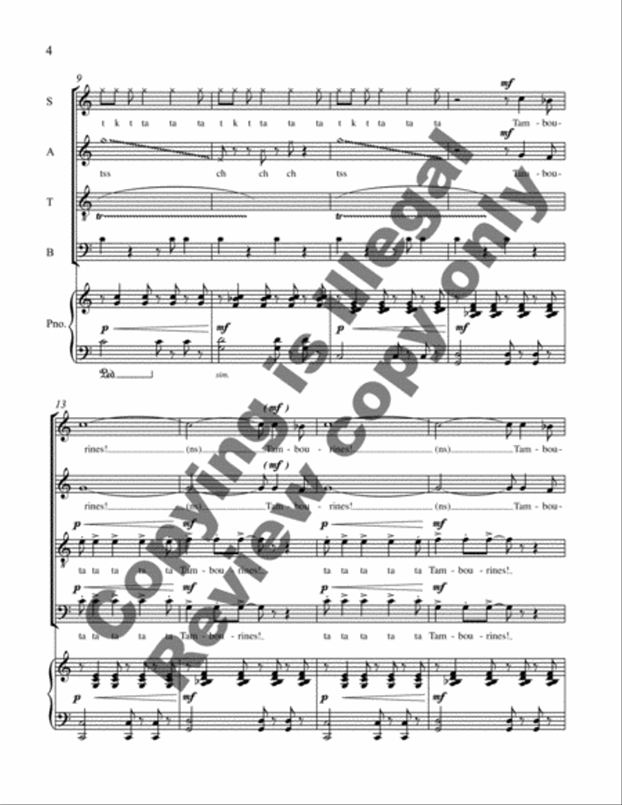Tambourines from Harlem Songs 4-Part scores gallery preview page 8