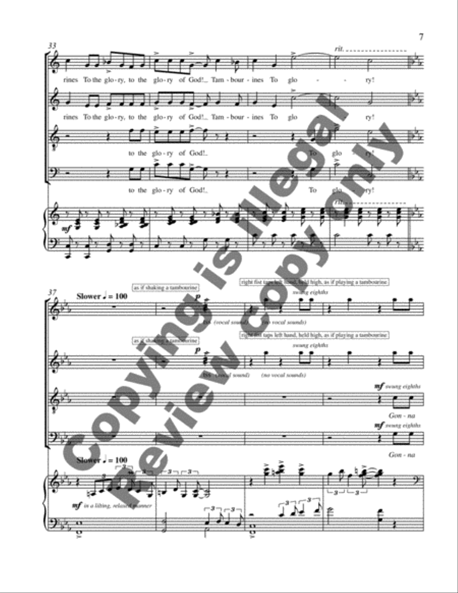 Tambourines from Harlem Songs 4-Part scores gallery preview page 10