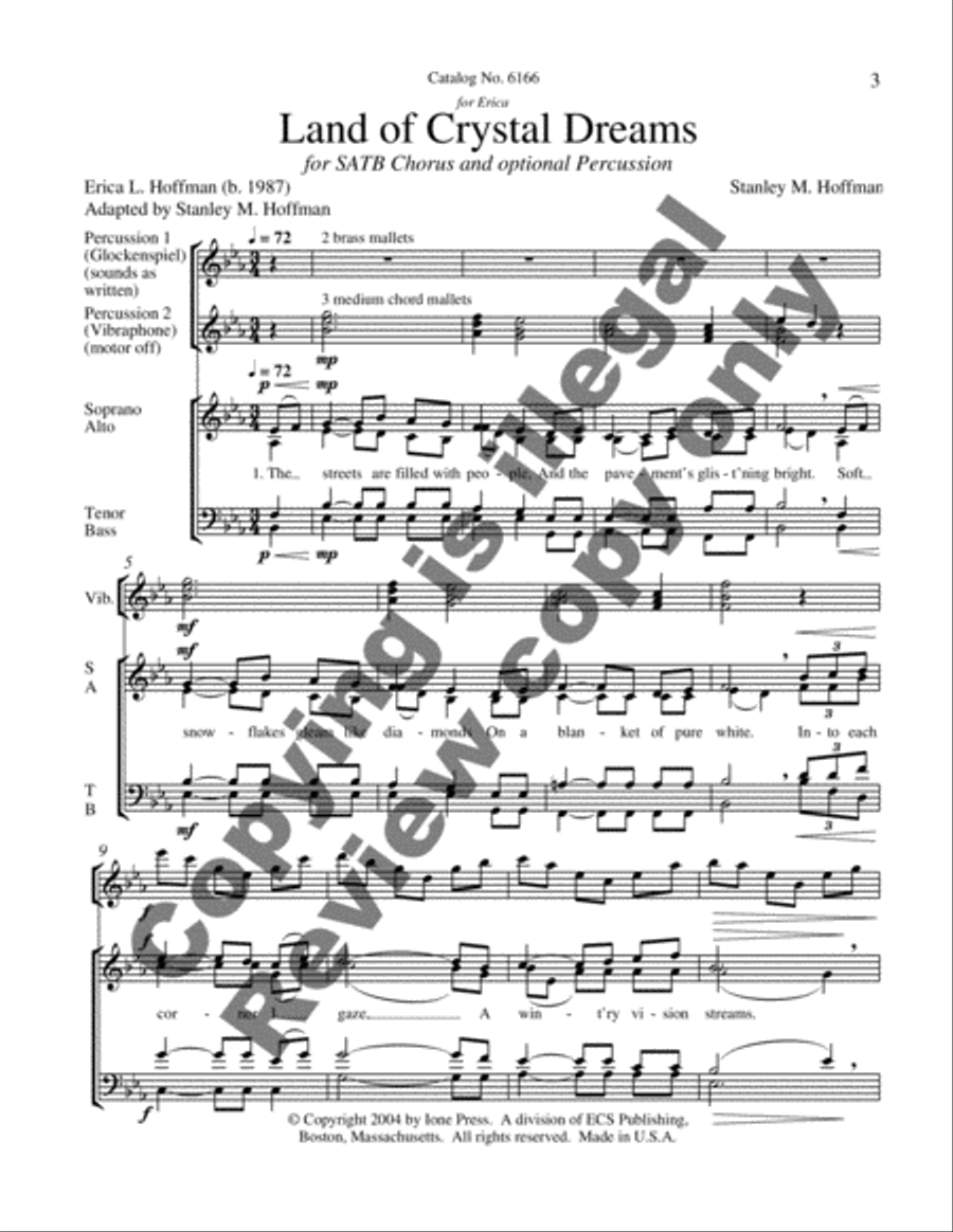 Land of Crystal Dreams (Choral Score) 4-Part scores gallery preview page 3