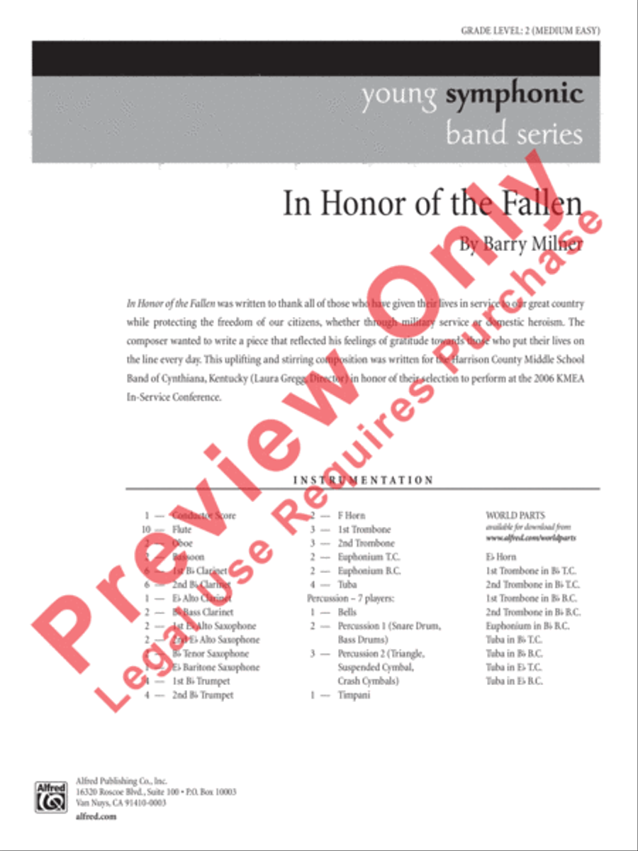 In Honor of the Fallen In Honor of the Fallen Concert Band scores gallery preview page 2