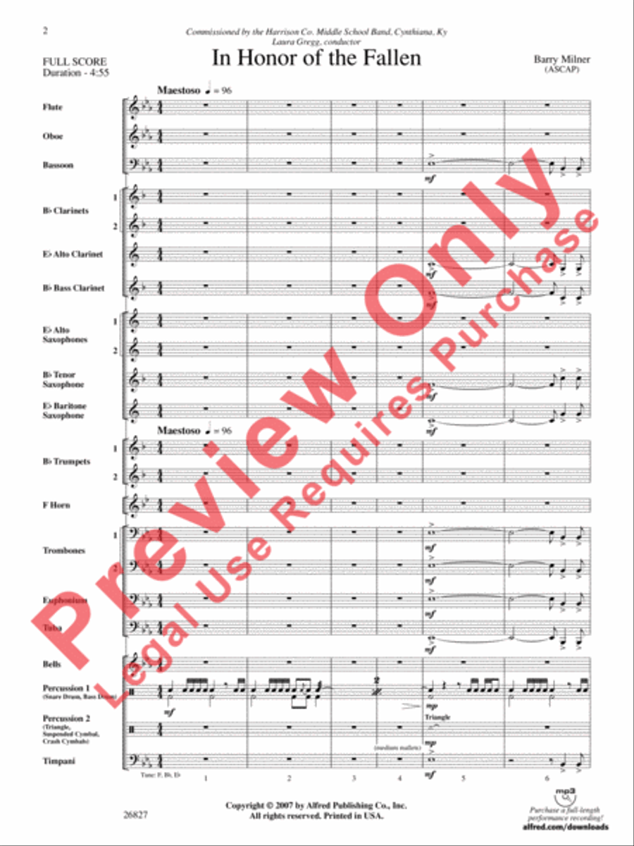 In Honor of the Fallen In Honor of the Fallen Concert Band scores gallery preview page 3