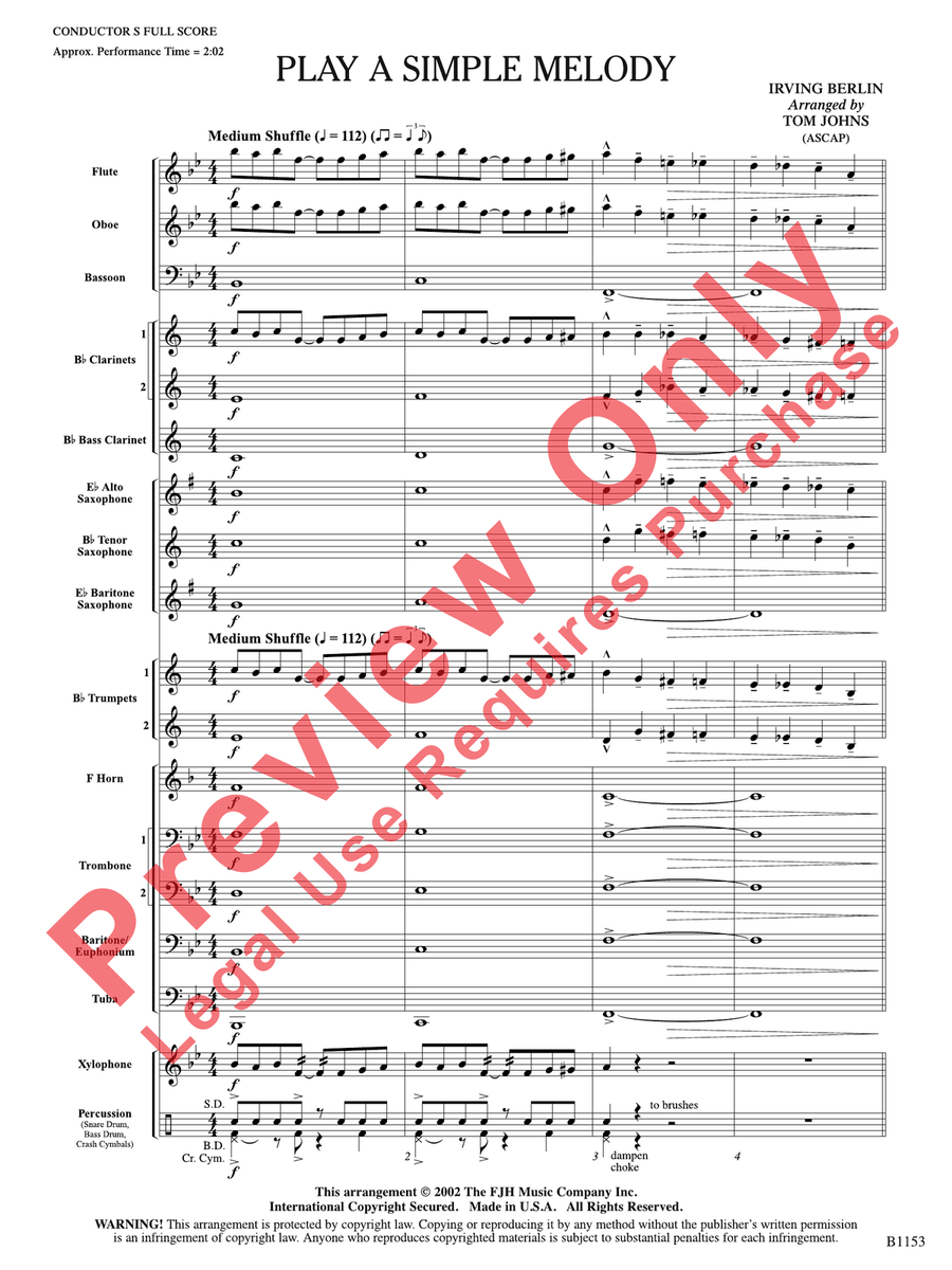 Play a Simple Melody Play a Simple Melody Concert Band scores gallery preview page 4