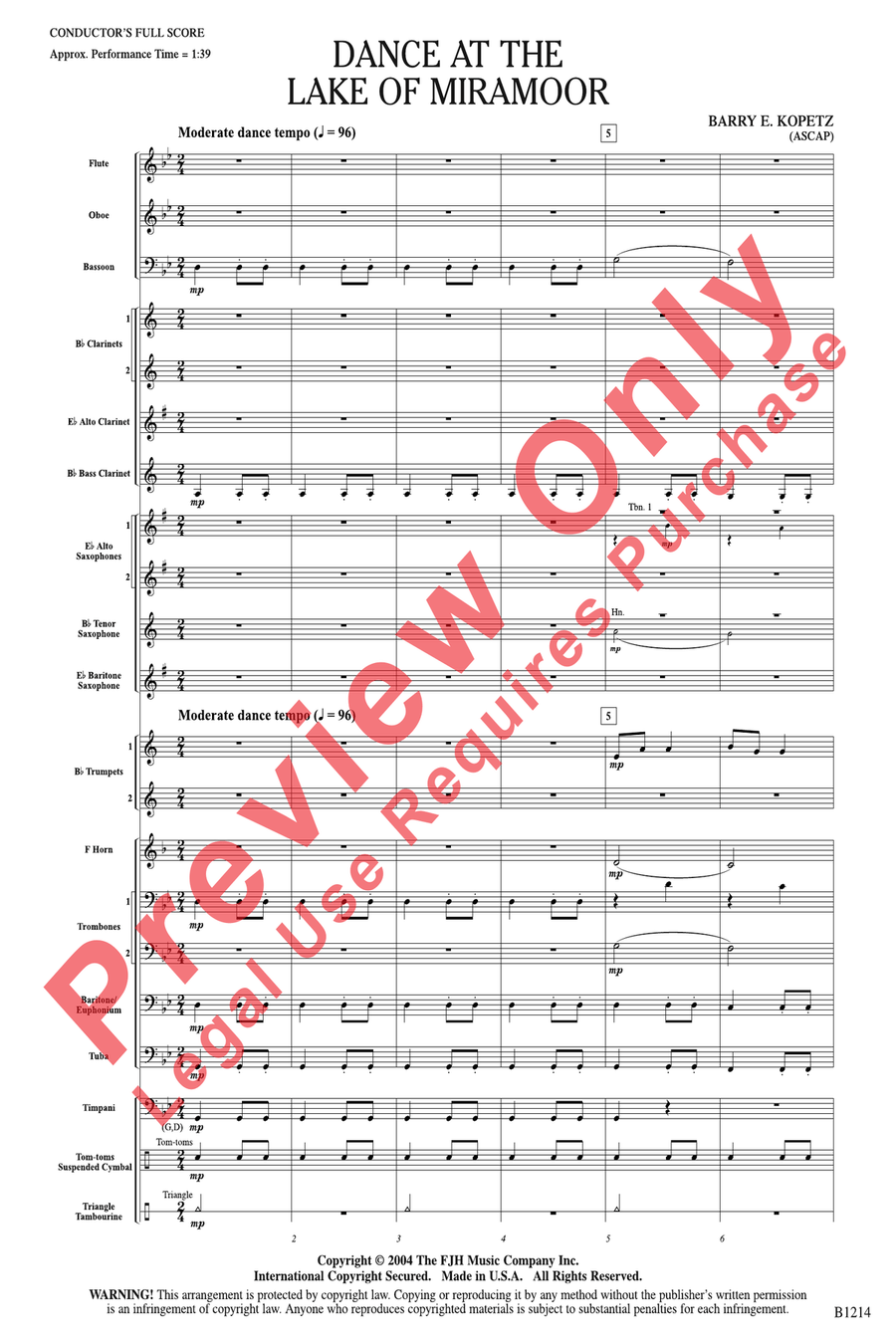 Dance at the Lake of Miramoor Concert Band scores gallery preview page 3