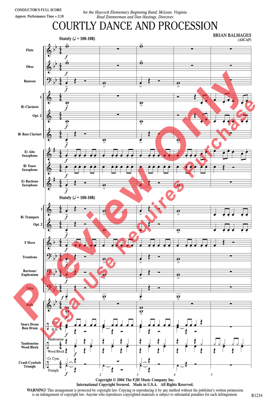 Courtly Dance and Procession Concert Band scores gallery preview page 3