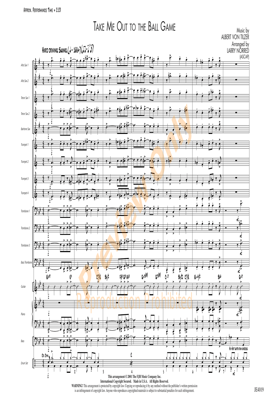 Take Me Out to the Ball Game Jazz Ensemble scores gallery preview page 3
